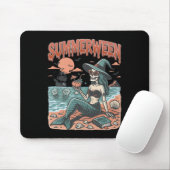 Summerween Mermaid Skeleton Beach Flamingo Hallowe Muismat (Met muis)