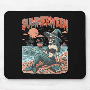 Summerween Mermaid Skeleton Beach Flamingo Hallowe Muismat