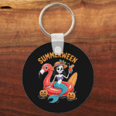 Summerween Mermaid Skeleton Beach Flamingo Hallowe Sleutelhanger (Voorkant)