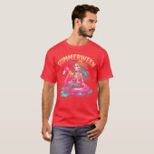 Summerween Mermaid Skeleton Beach Flamingo Hallowe T-shirt (Voorkant volledig)