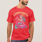 Summerween Mermaid Skeleton Beach Flamingo Hallowe T-shirt (Voorkant)