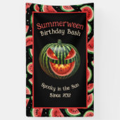 Summerween Party Watermelon Jack op Lantern Spooky Spandoek (Verticaal)