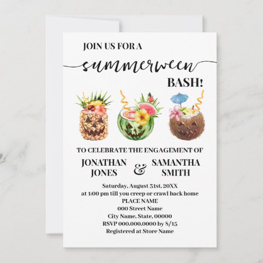 Summerween Pool Party Verloving Kaart (Voorkant)