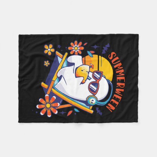 Summerween Schattige Spooky Zomer Geest Halloween  Fleece Deken (Voorkant (Horizontaal))