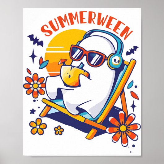 Summerween Schattige Spooky Zomer Geest Halloween  Poster (Voorkant)