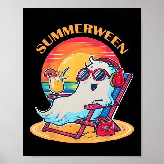 Summerween Schattige Spooky Zomer Geest Halloween Poster (Voorkant)