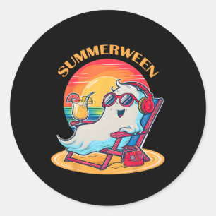 Summerween Schattige Spooky Zomer Geest Halloween Ronde Sticker
