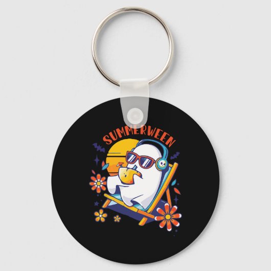 Summerween Schattige Spooky Zomer Geest Halloween  Sleutelhanger (Voorkant)