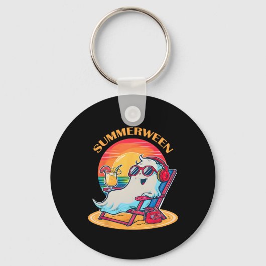Summerween Schattige Spooky Zomer Geest Halloween Sleutelhanger (Voorkant)