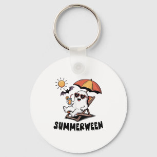 Summerween Schattigee Spooky Ghost met zomerse vib Sleutelhanger