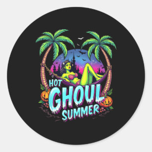 Summerween-sfeer Grappige Hete Spook Summer Skelet Ronde Sticker