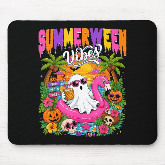 Summerween-sfeer griezelig spookstrand zomer muismat (Voorkant)