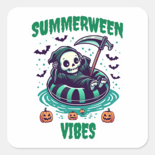 Summerween Sfeer – Reaper Relaxed Vierkante Sticker