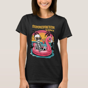 Summerween Sfeer Skelet Flamingo Griezelen Hallowe T-shirt