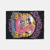 Summerween Sfeer Skelet Flamingo Griezelige Hallow Fleece Deken (Voorkant (Horizontaal))