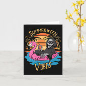 Summerween Sfeer Skelet Flamingo Griezelige Hallow Kaart (Gele Bloem)