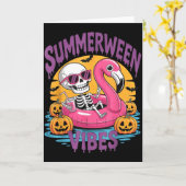 Summerween Sfeer Skelet Flamingo Griezelige Hallow Kaart (Gele Bloem)