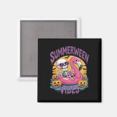 Summerween Sfeer Skelet Flamingo Griezelige Hallow Magneet (Voorkant / Achterkant)