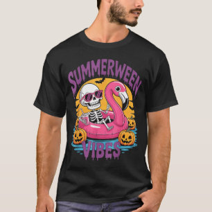 Summerween Sfeer Skelet Flamingo Griezelige Hallow T-shirt