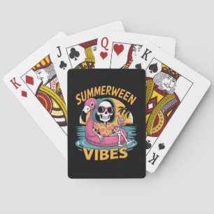 Summerween Sfeer Skelet Flamingo Vlot Zomer Ha Pokerkaarten