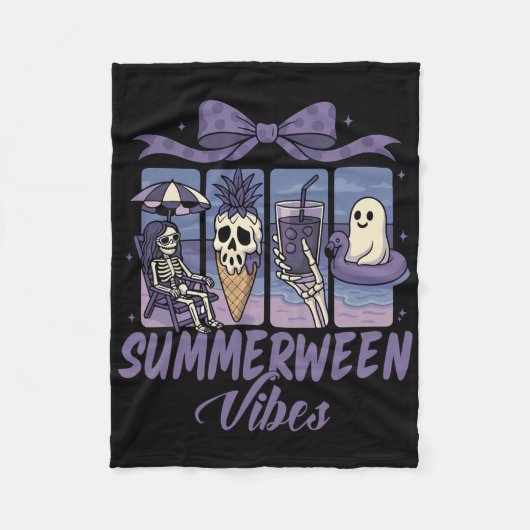 Summerween Sfeer Skelet Geest Strandfeest Hallowee Fleece Deken (Voorkant)
