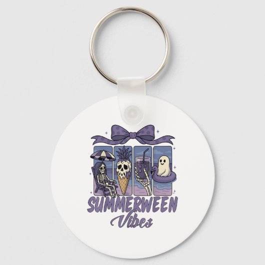 Summerween Sfeer Skelet Geest Strandfeest Hallowee Sleutelhanger (Voorkant)