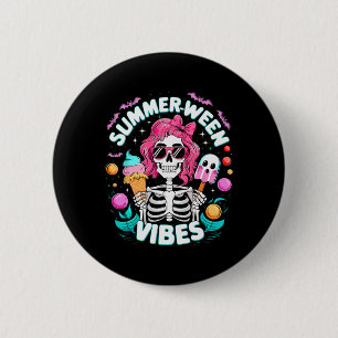 Summerween Sfeer Skelet Griezelige Vakantie Hallow Ronde Button 5,7 Cm