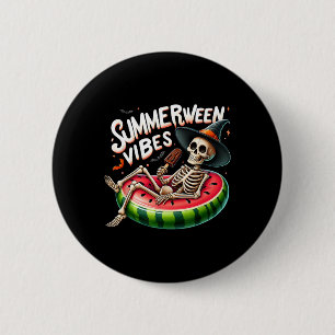 Summerween Sfeer Spookachtig Skelet Halloween Stra Ronde Button 5,7 Cm