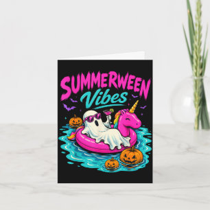 Summerween sfeer spooky geest eenhoorn strand kaart