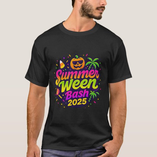 Summerween SH 2025 Skeleton Beach Party Halloween T-shirt (Voorkant)