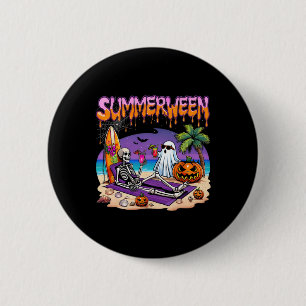 Summerween Skelet Spookstrand Grappig Griezelig Ha Ronde Button 5,7 Cm