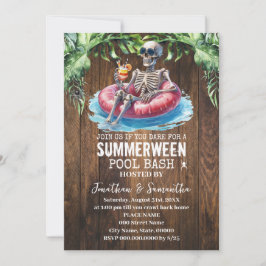 Summerween Skelet Tropisch Zwembad Feest Kaart
