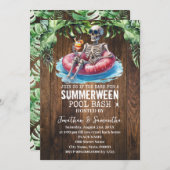 Summerween Skelet Tropisch Zwembad Feest Kaart (Voorkant / Achterkant)