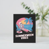 Summerween Skelet Zomer Vakantie Strand Grappig Kaart (Staand voorkant)