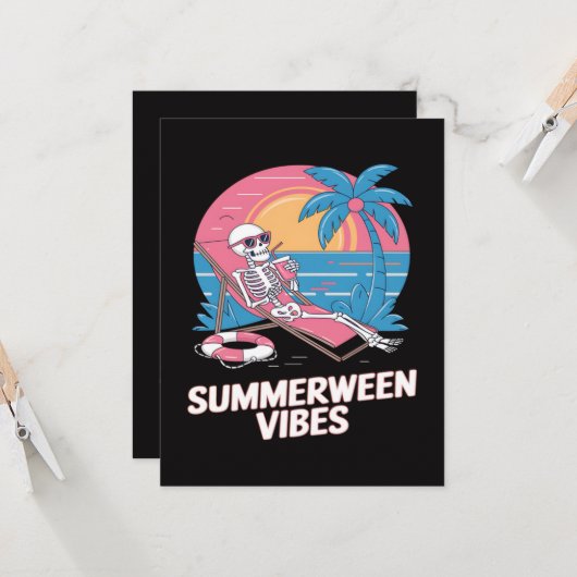 Summerween Skelet Zomer Vakantie Strand Grappig Kaart (Voorkant / Achterkant in situ)