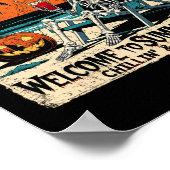 Summerween Skeleton Beach Halloween Tropische Kuns Poster (Hoek)