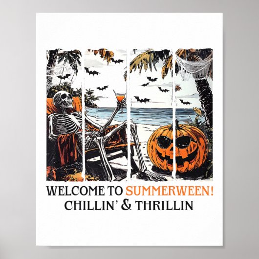 Summerween Skeleton Beach Party Halloween Zomer V Poster (Voorkant)