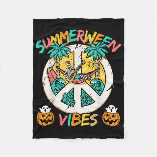 Summerween Skeleton Chill Out op het strand met Su Fleece Deken (Voorkant)