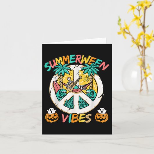 Summerween Skeleton Chill Out op het strand met Su Kaart (Gele Bloem)