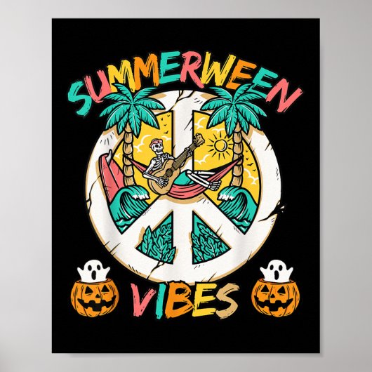 Summerween Skeleton Chill Out op het strand met Su Poster (Voorkant)