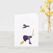 Summerween Skeleton Flamingo Halloween Summer Girl Kaart (Gele Bloem)