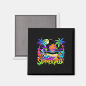 Summerween Skeleton Ghost Beach Funny Spooky Hallo Magneet (Voorkant / Achterkant)