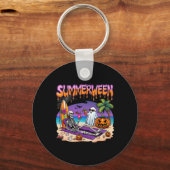 Summerween Skeleton Ghost Beach Funny Spooky Hallo Sleutelhanger (Voorkant)