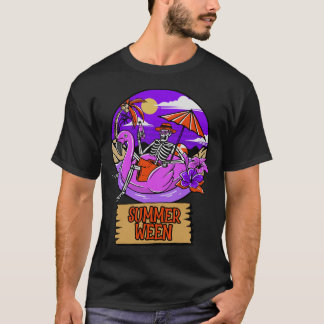 Summerween Skeleton Relaxing at The Beach T-shirt