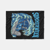 Summerween Skeleton Surf Grim Reaper Beach Spooky Fleece Deken (Voorkant (Horizontaal))