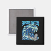 Summerween Skeleton Surf Grim Reaper Beach Spooky Magneet (Voorkant / Achterkant)