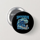 Summerween Skeleton Surf Grim Reaper Beach Spooky Ronde Button 5,7 Cm (Voorkant /achterkant)