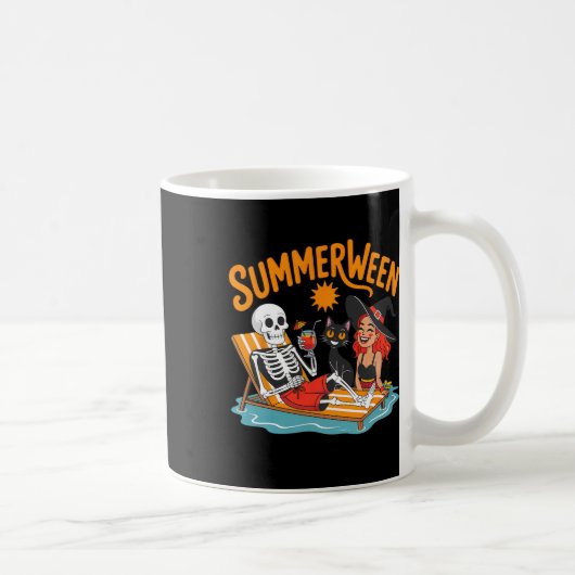 Summerween Skeleton Witch Funny Summer Halloween Koffiemok (Rechts)