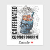 Summerween Skull Skeleton Hand Iced Coffee Goth Sticker (Vel)