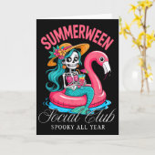 Summerween Social Club Spooky All Year Skeleton Me Kaart (Gele Bloem)